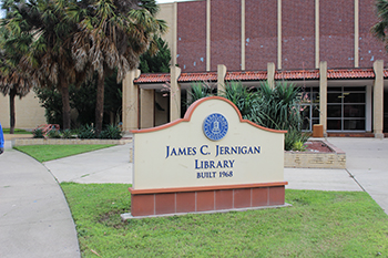 Image of the front of the Jernigan library.